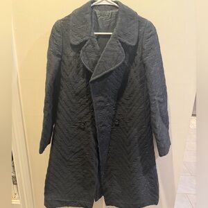 Chic Black Textured Women's Trench Coat